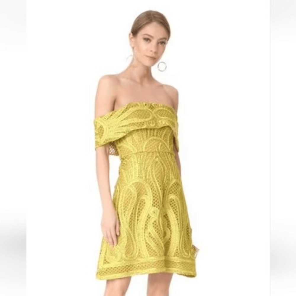 Thurley NWT Ravello Crochet‎ Strapless Dress Off Shoulder Zest Yellow Size 6